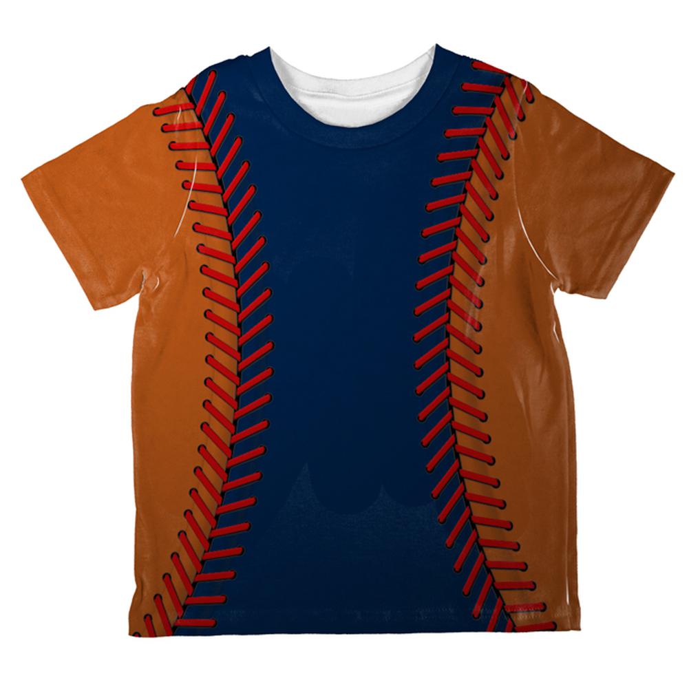 Baseball League Navy Blue and Orange All Over Toddler T Shirt Toddler T-Shirts Old Glory 2T Multi 