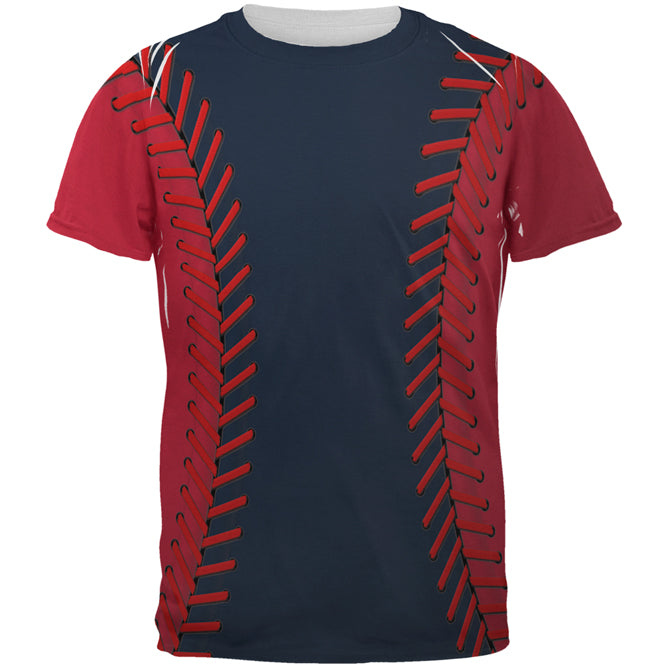 Baseball League Navy Blue and Red All Over Mens T Shirt Men's T-Shirts global 2XL Multi 