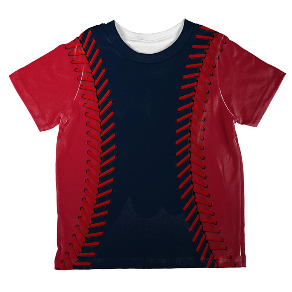 Baseball League Navy Blue and Red All Over Toddler T Shirt Toddler T-Shirts Old Glory 2T Multi 