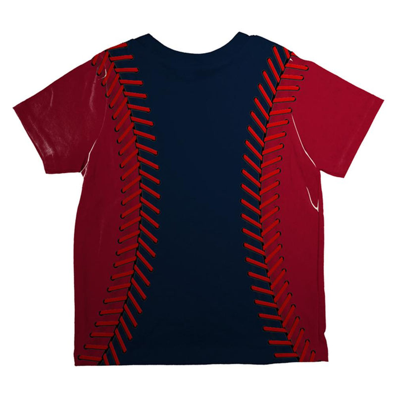 Baseball League Navy Blue and Scarlet All Over Toddler T Shirt Toddler T-Shirts Old Glory   