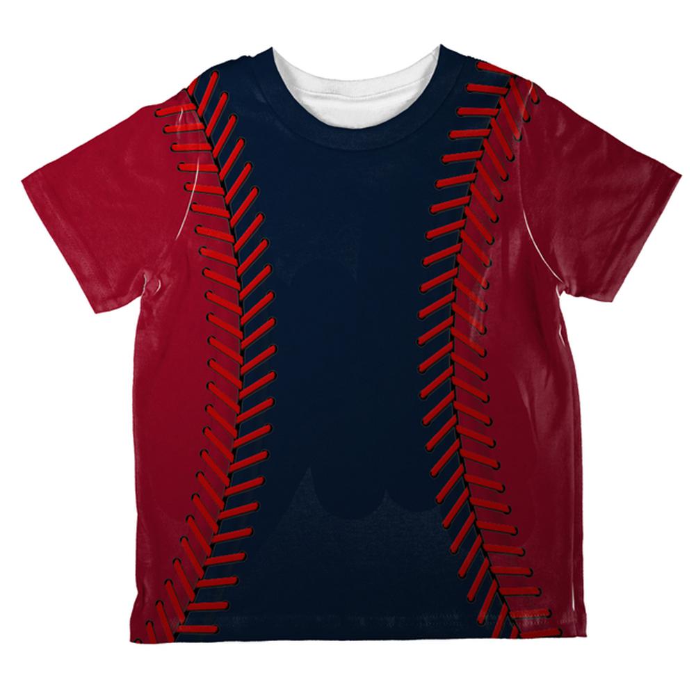 Baseball League Navy Blue and Scarlet All Over Toddler T Shirt Toddler T-Shirts Old Glory 2T Multi 