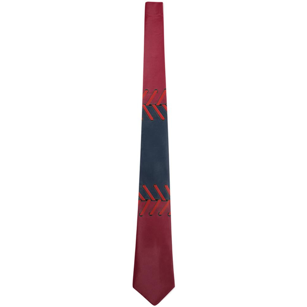 Baseball League Navy Blue and Scarlet All Over Neck Tie Men's Neck Ties Old Glory OS Multi 