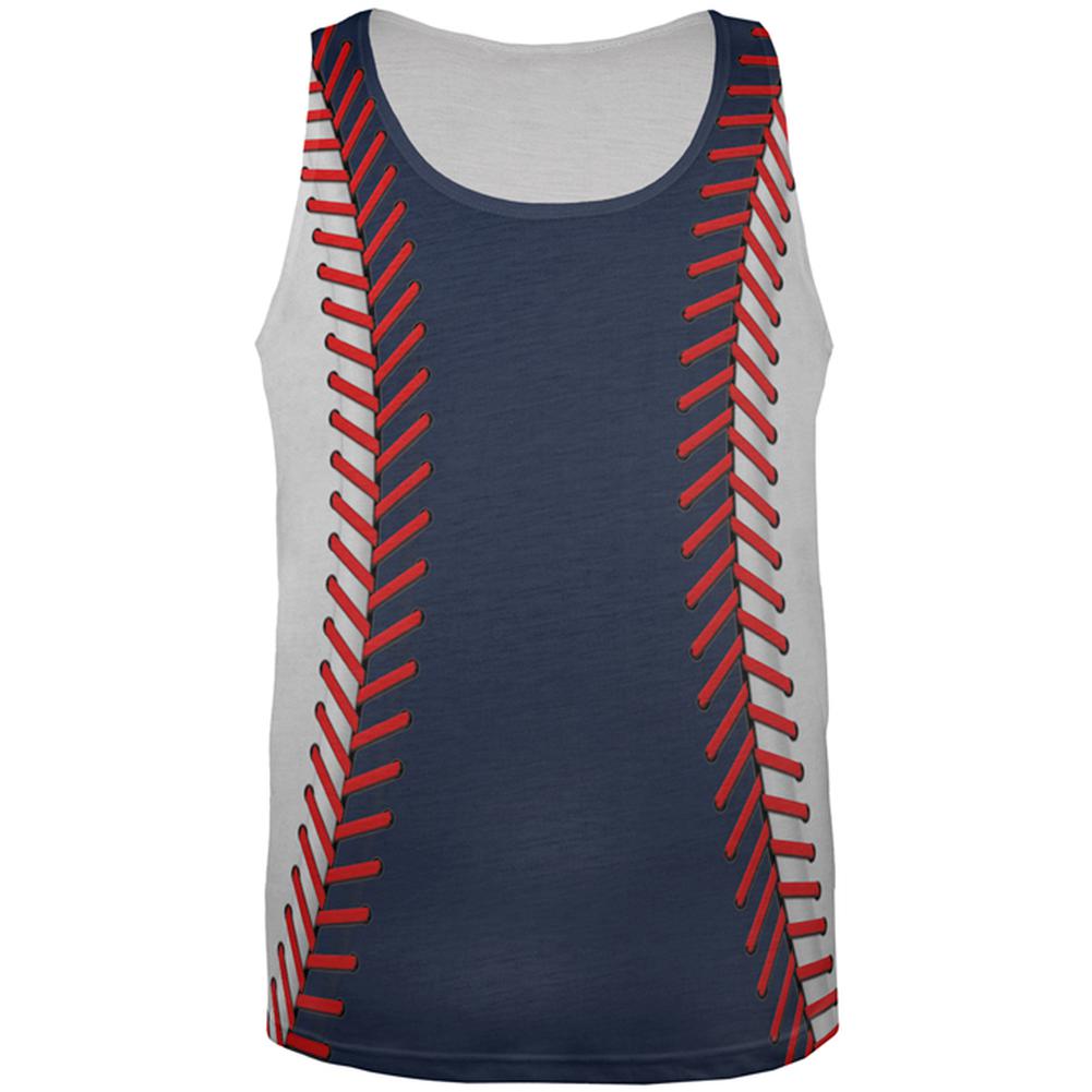 Baseball League Navy Blue and White All Over Mens Tank Top Men's Tank Tops Old Glory 2XL Multi 