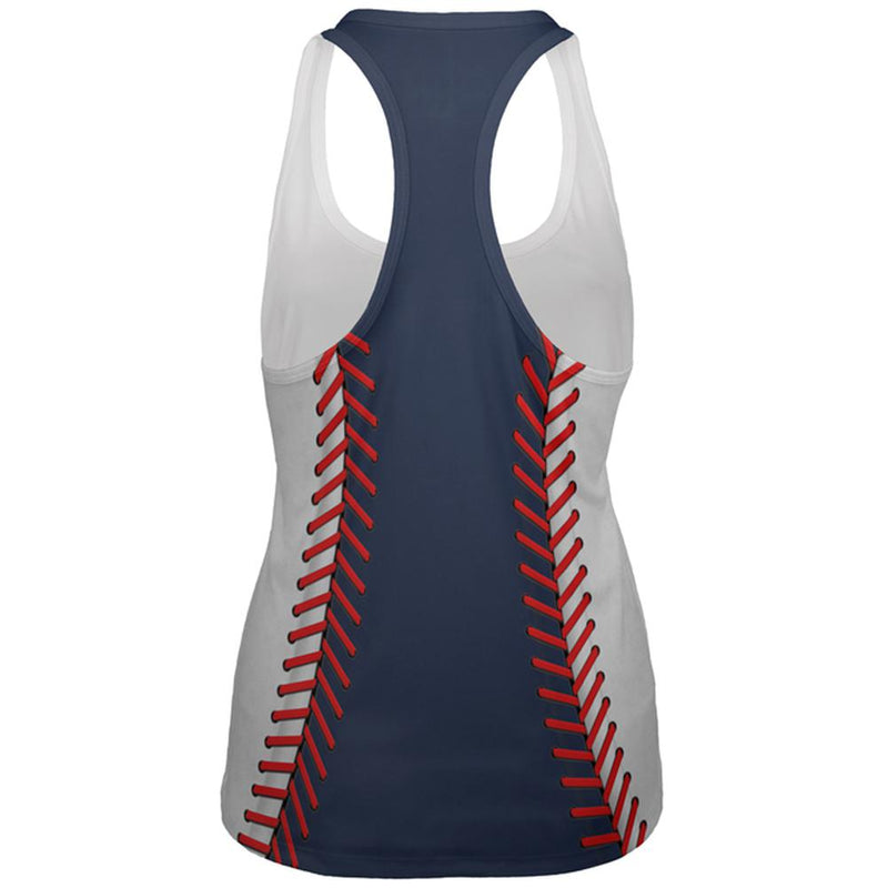 Baseball League Navy Blue and White All Over Womens Work Out Tank Top Women's Tank Tops Old Glory   