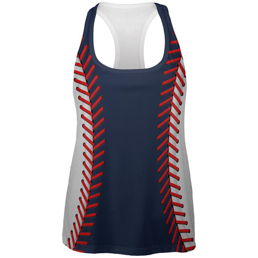 Baseball League Navy Blue and White All Over Womens Work Out Tank Top Women's Tank Tops Old Glory 2XL Multi 