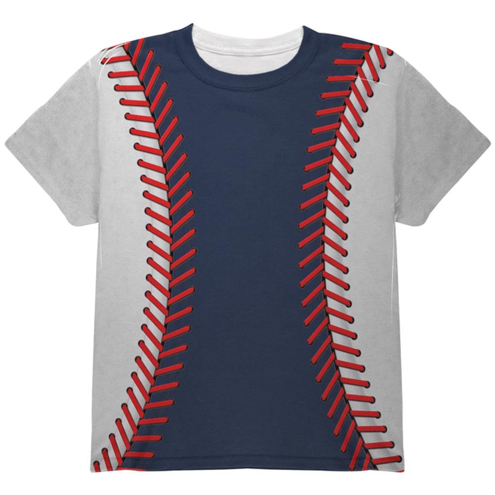 Baseball League Navy Blue and White All Over Youth T Shirt Youth T-Shirts Old Glory LG Multi 