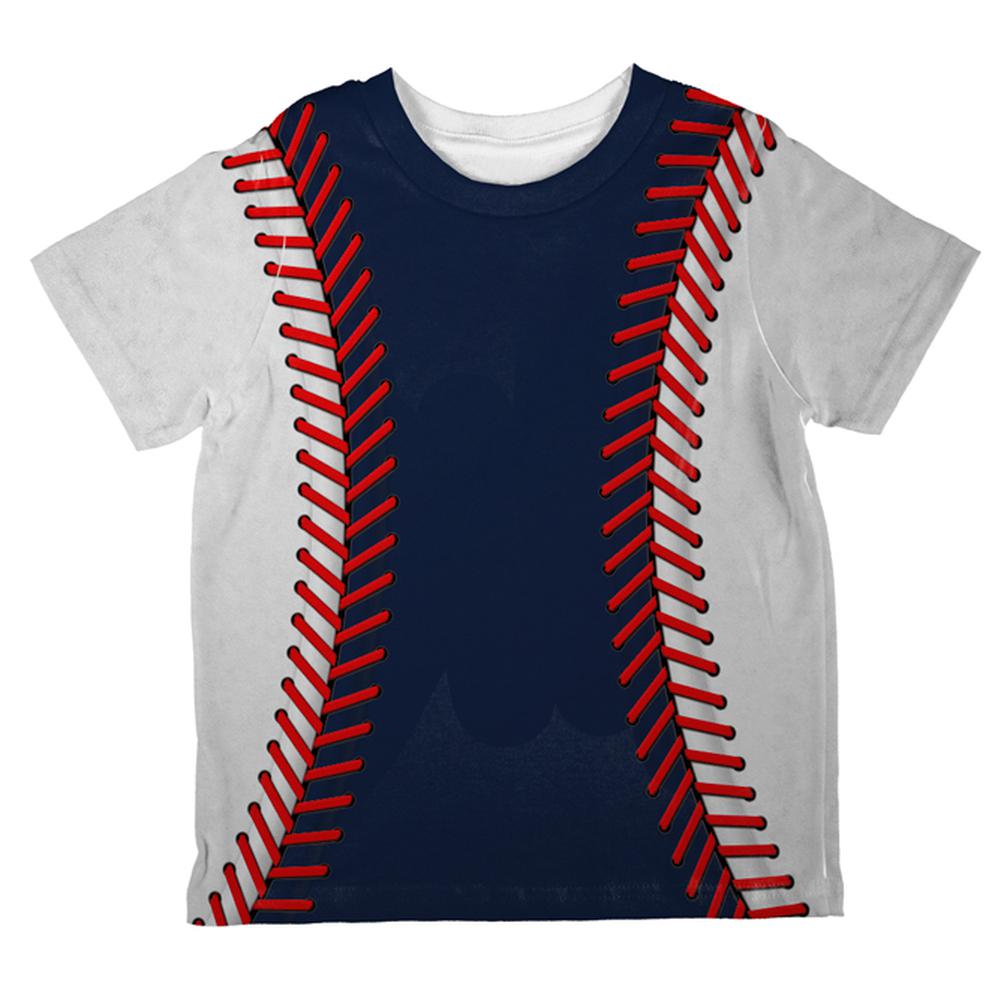 Baseball League Navy Blue and White All Over Toddler T Shirt Toddler T-Shirts Old Glory 2T Multi 