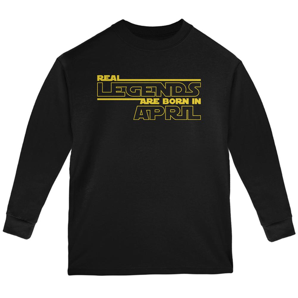 Real Legends are Born in April Youth Long Sleeve T Shirt Youth Long Sleeves Old Glory LG Black 