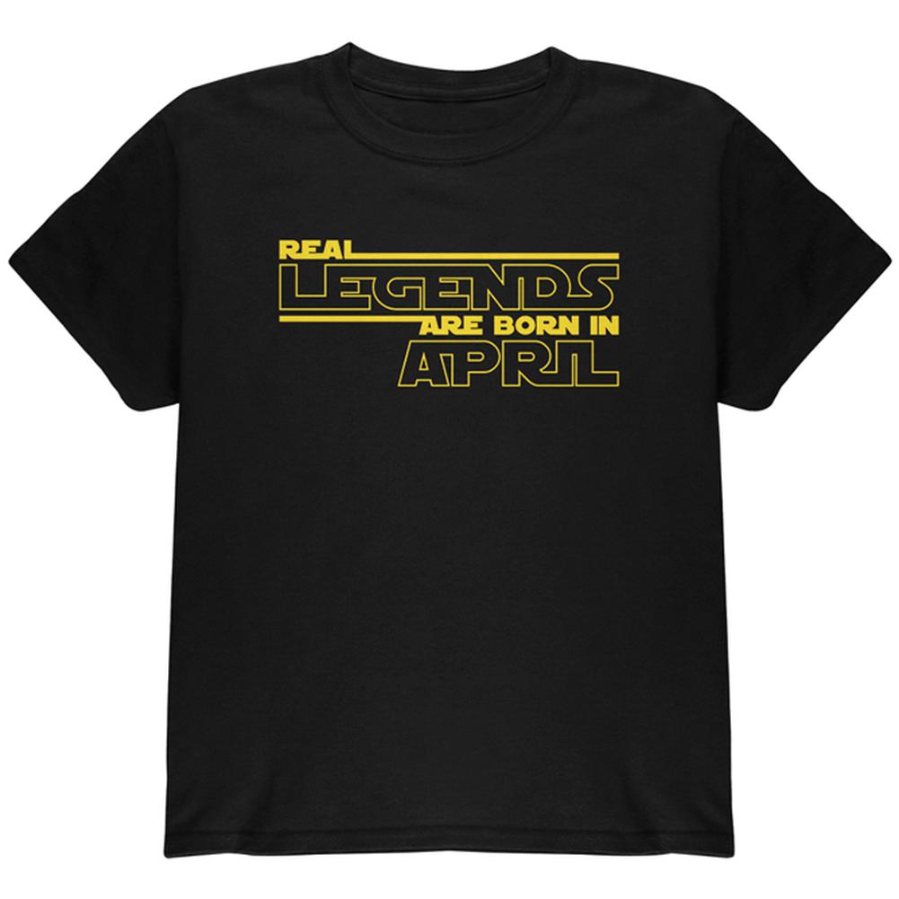 Real Legends are Born in April Youth T Shirt Youth T-Shirts Old Glory LG Black 