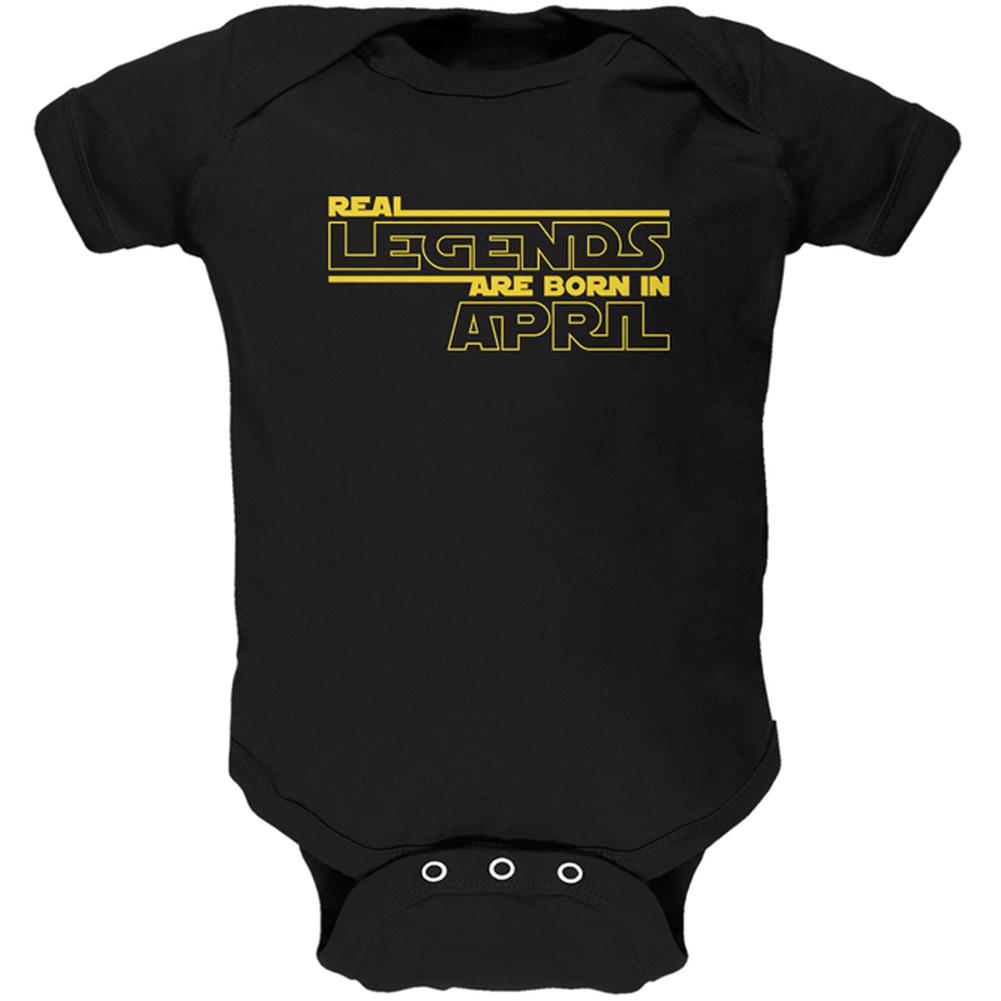 Real Legends are Born in April Soft Baby One Piece Baby One Piece Old Glory 0-3M Black 