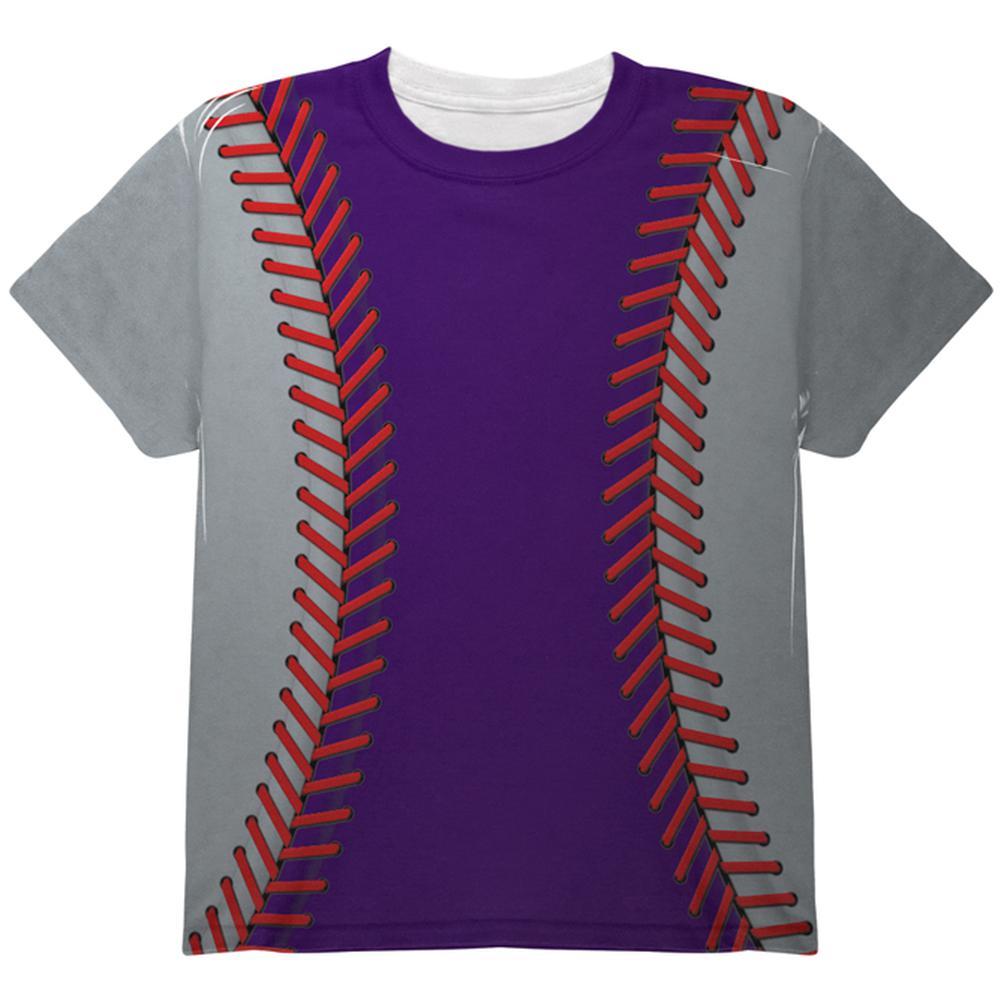 Baseball League Purple and Silver All Over Youth T Shirt Youth T-Shirts Old Glory LG Multi 