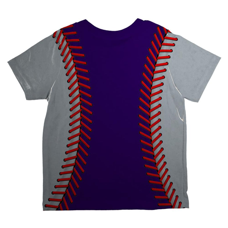 Baseball League Purple and Silver All Over Toddler T Shirt Toddler T-Shirts Old Glory   