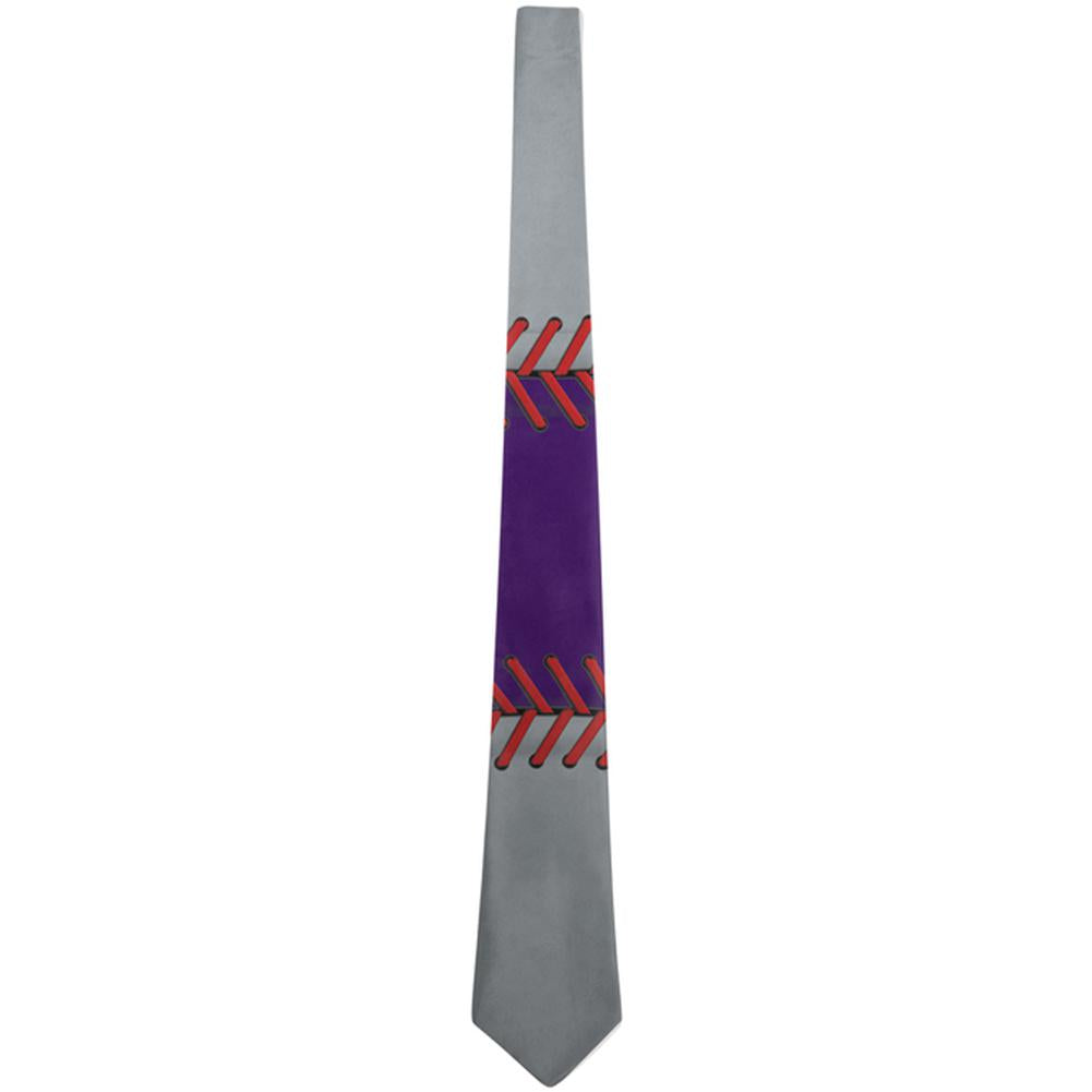 Baseball League Purple and Silver All Over Neck Tie Men's Neck Ties Old Glory OS Multi 