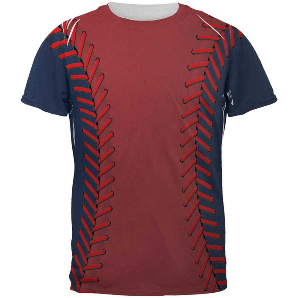 Baseball League Red and Navy Blue All Over Mens T Shirt Men's T-Shirts Old Glory 2XL Multi 