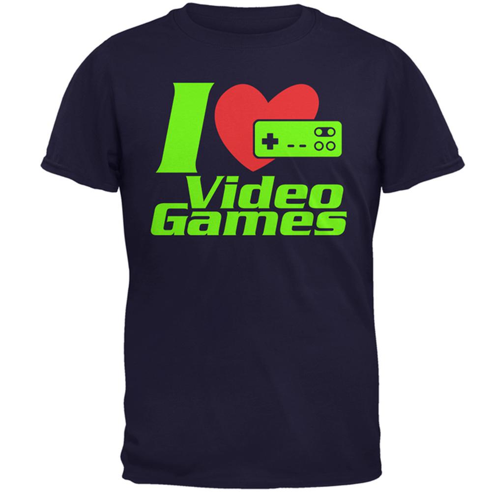 I Heart Video Games Gen 1 Mens T Shirt Men's T-Shirts Old Glory 2XL Navy 