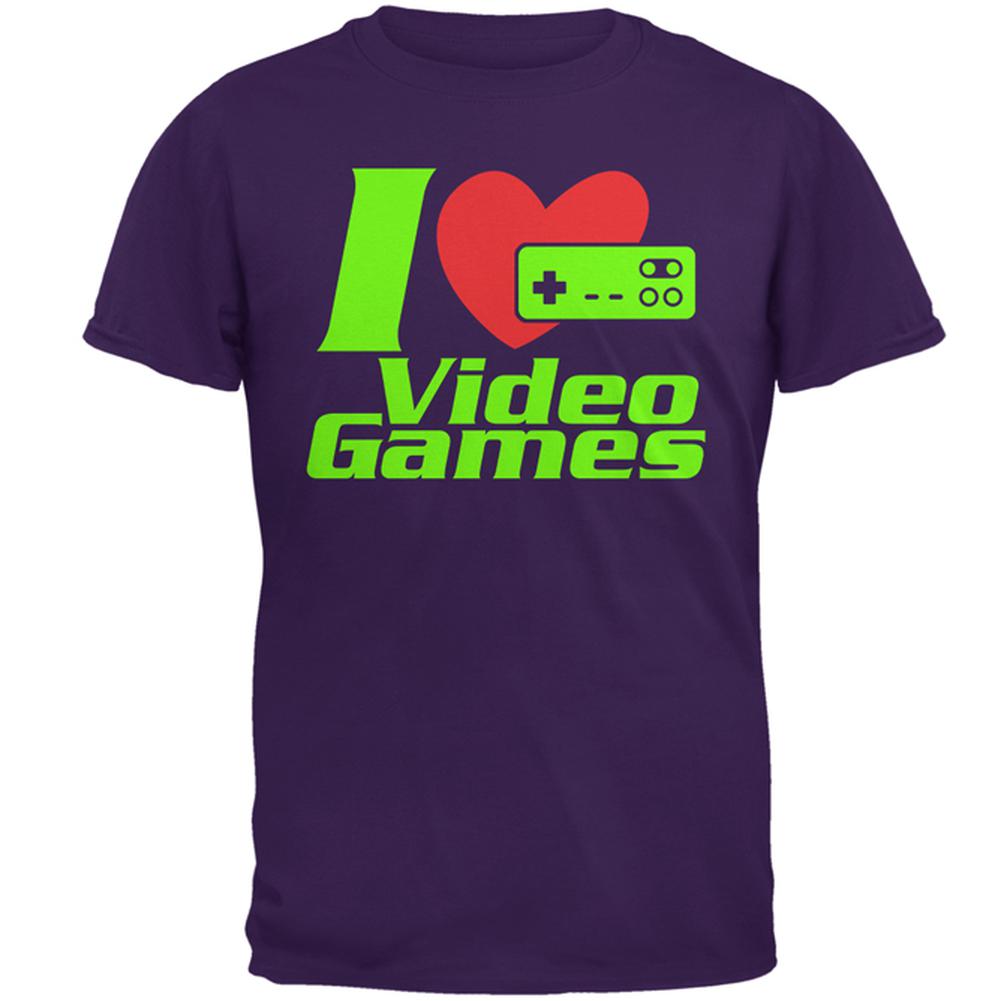 I Heart Video Games Gen 1 Mens T Shirt Men's T-Shirts Old Glory 2XL Purple 