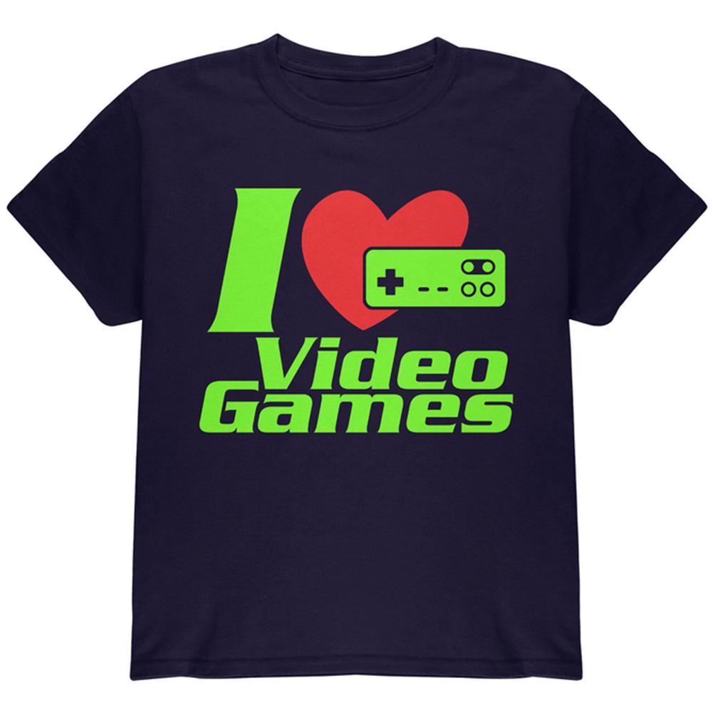 I Heart Video Games Gen 1 Youth T Shirt Youth T-Shirts Old Glory LG Navy 