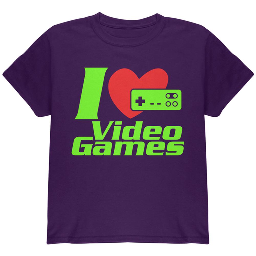 I Heart Video Games Gen 1 Youth T Shirt Youth T-Shirts Old Glory LG Purple 