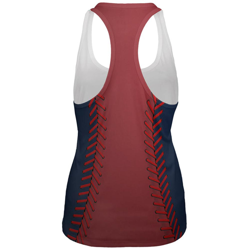 Baseball League Red and Navy Blue All Over Womens Work Out Tank Top Women's Tank Tops Old Glory   