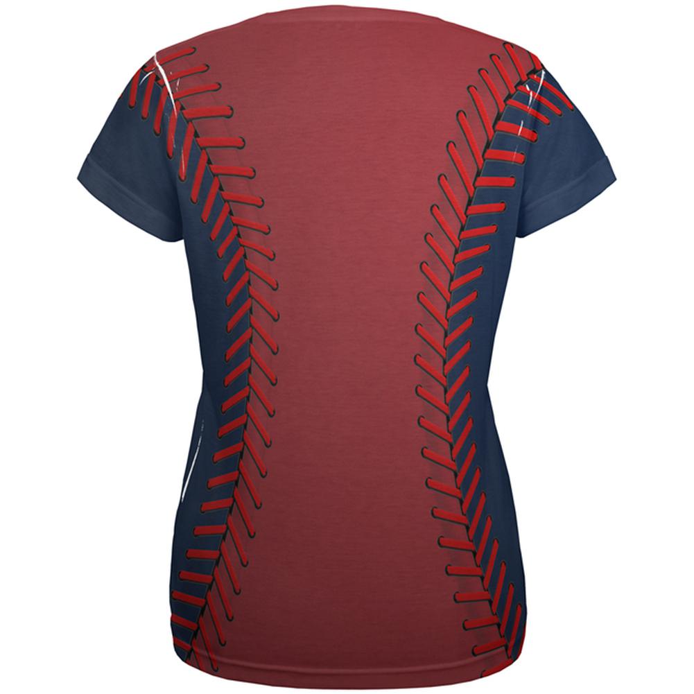 Baseball League Red and Navy Blue All Over Womens T Shirt Women's T-Shirts Old Glory   