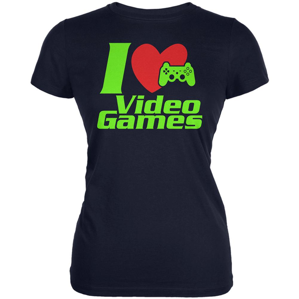 I Heart Video Games Gen 2 Juniors Soft T Shirt Juniors T-Shirts Old Glory 2XL Navy 