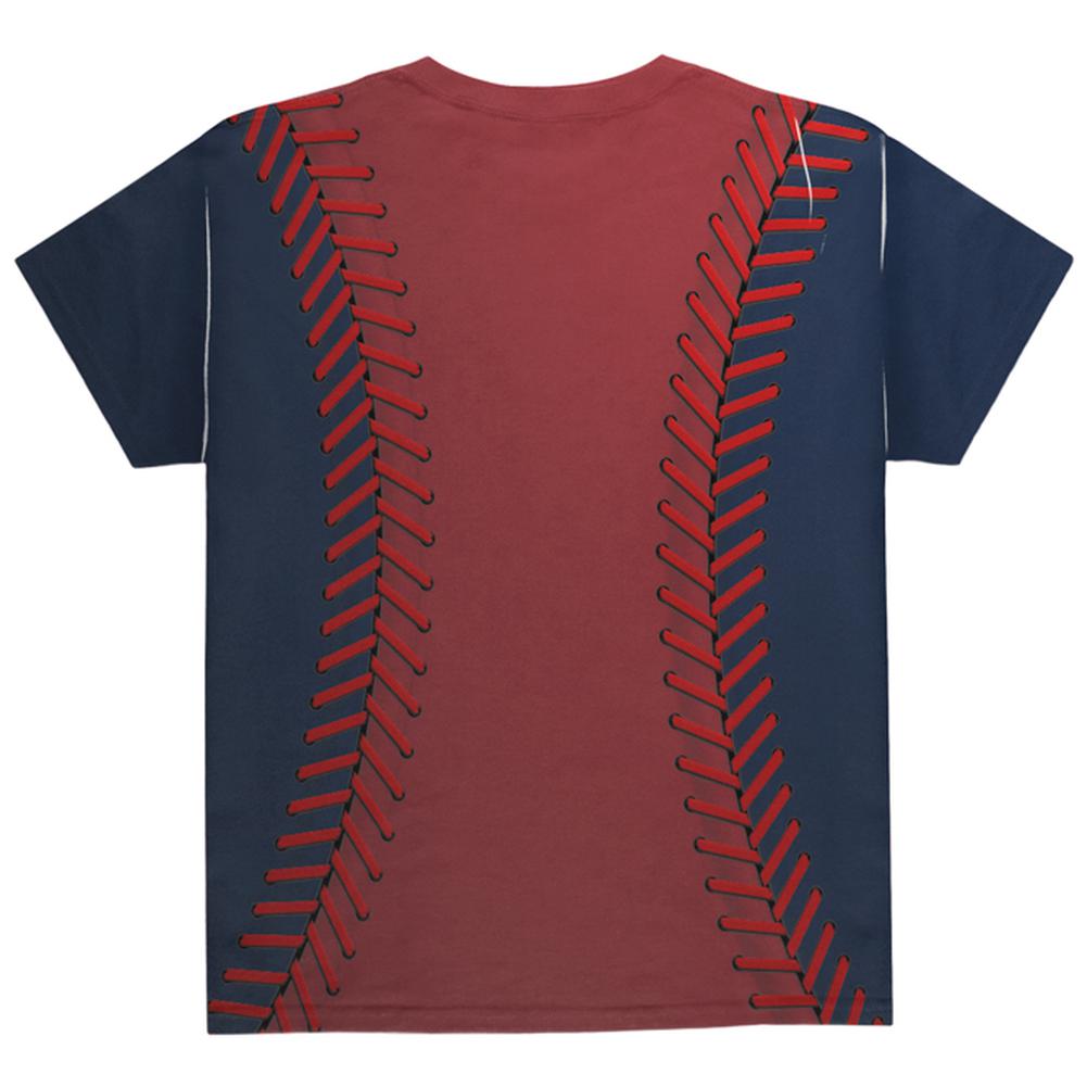 Baseball League Red and Navy Blue All Over Youth T Shirt Youth T-Shirts Old Glory   