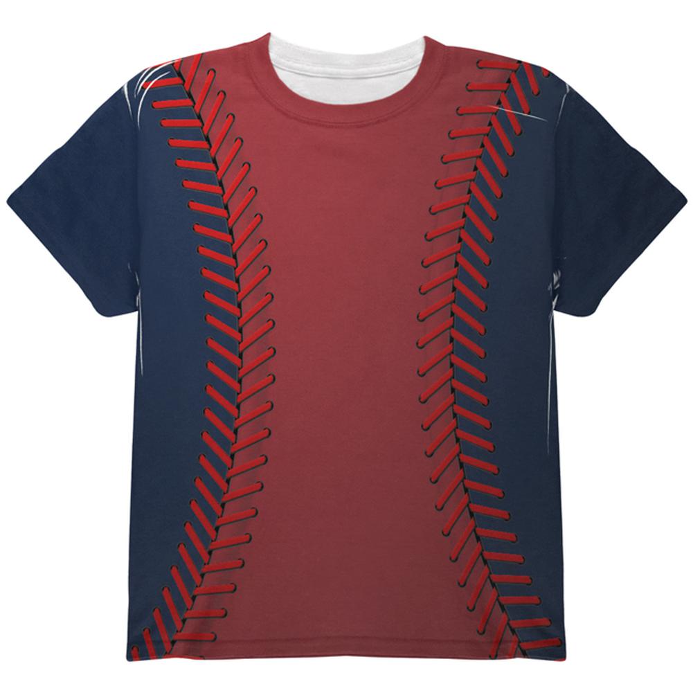 Baseball League Red and Navy Blue All Over Youth T Shirt Youth T-Shirts Old Glory LG Multi 