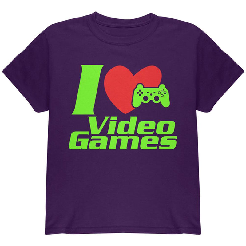 I Heart Video Games Gen 2 Youth T Shirt Youth T-Shirts Old Glory LG Purple 