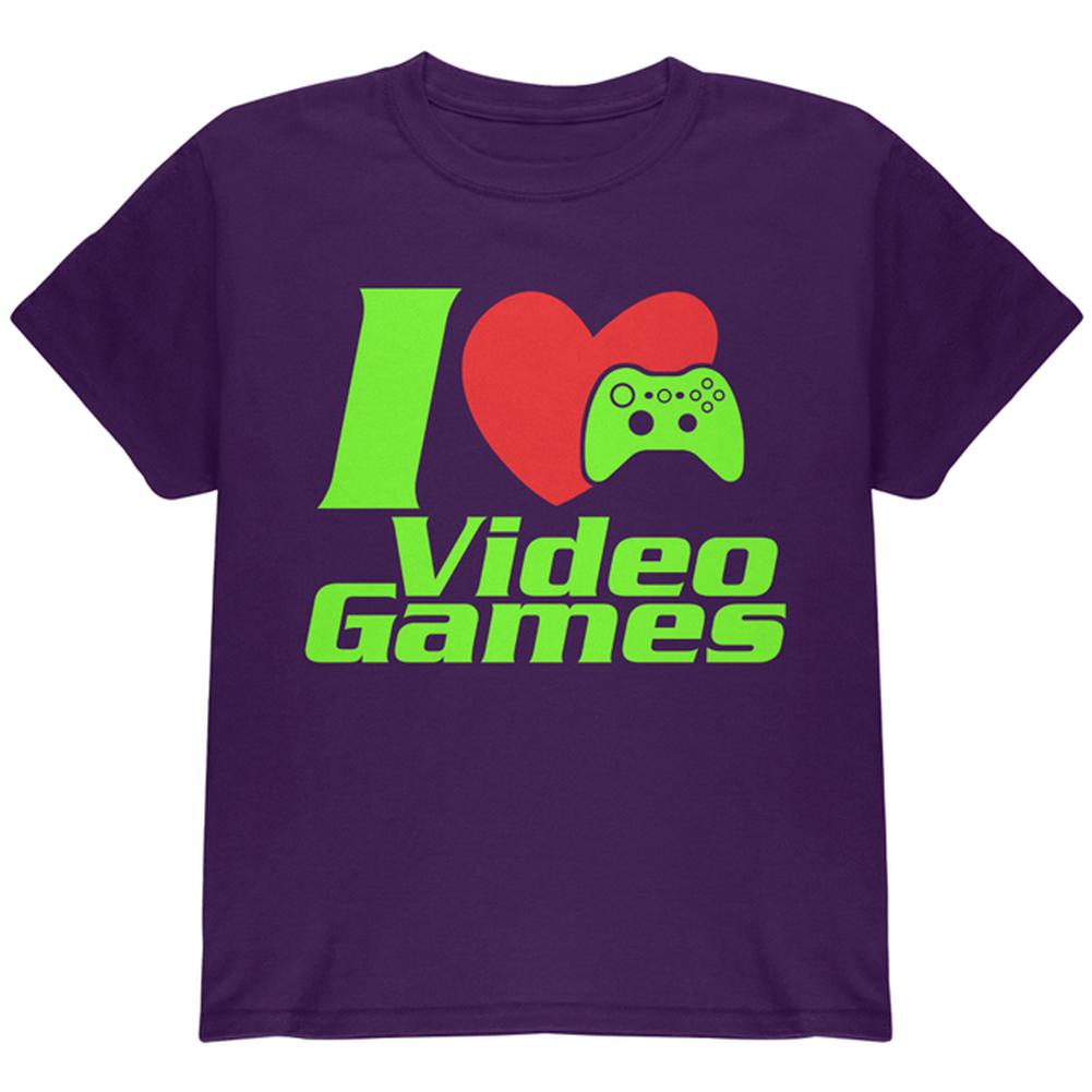 I Heart Video Games Gen 3 Youth T Shirt Youth T-Shirts Old Glory LG Purple 