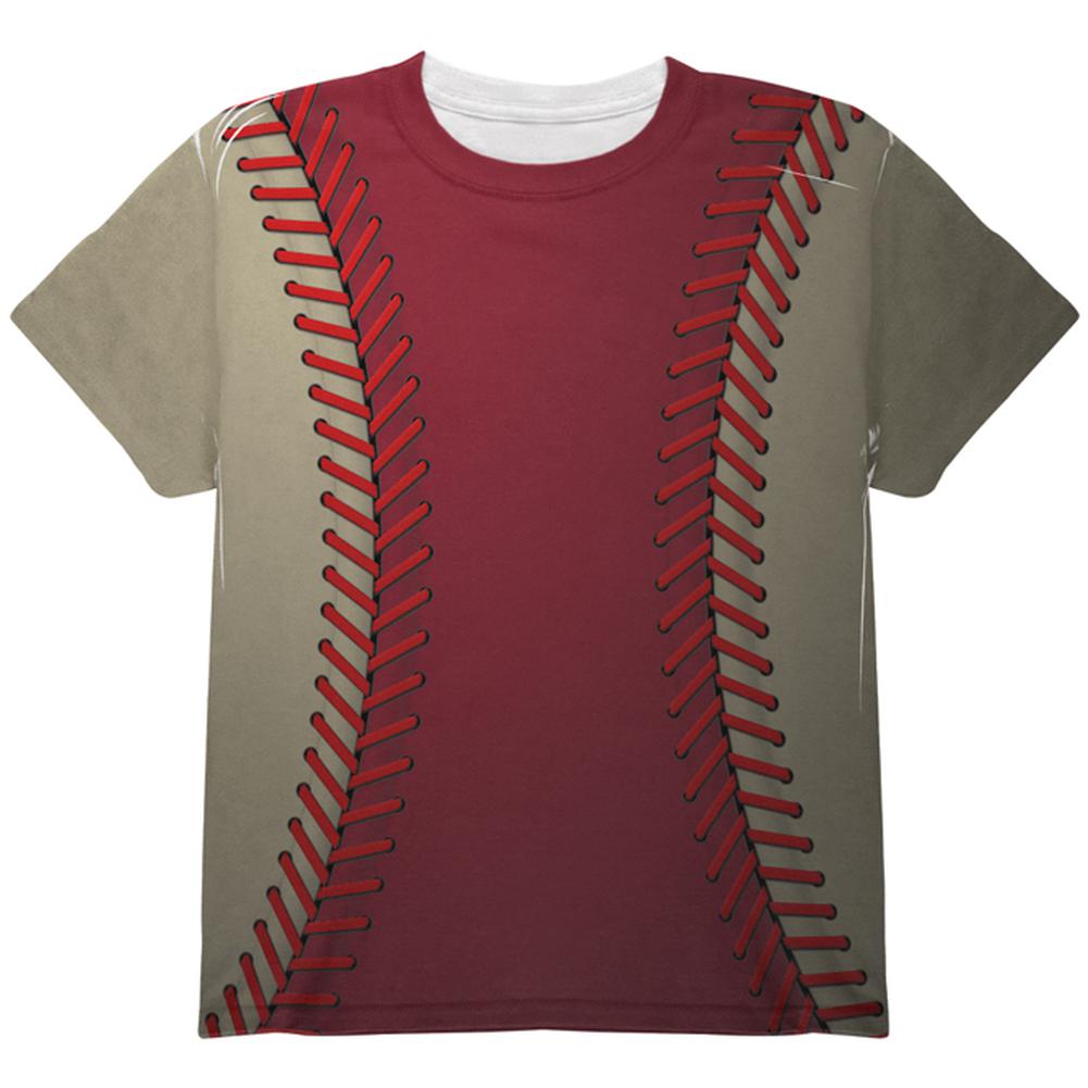 Baseball League Red and Sand All Over Youth T Shirt Youth T-Shirts Old Glory LG Multi 