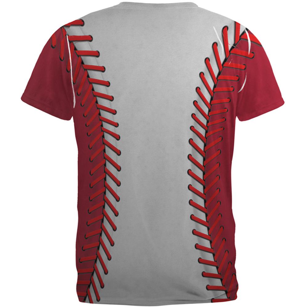 Baseball League White and Red All Over Mens T Shirt Men's T-Shirts Old Glory   