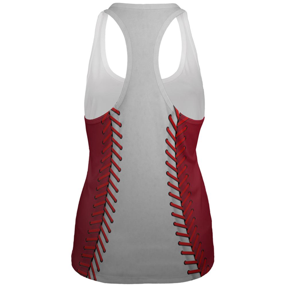 Baseball League White and Red All Over Womens Work Out Tank Top Women's Tank Tops Old Glory   