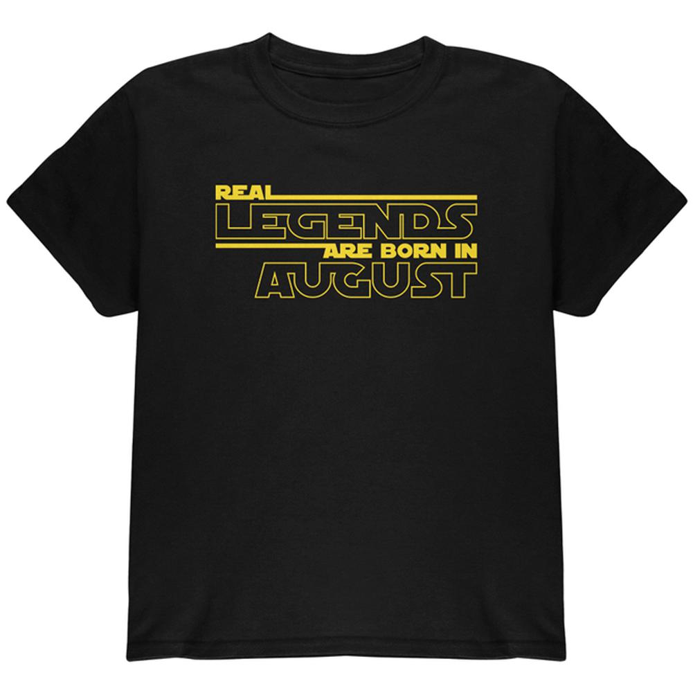 Real Legends are Born in August Youth T Shirt Youth T-Shirts Old Glory LG Black 