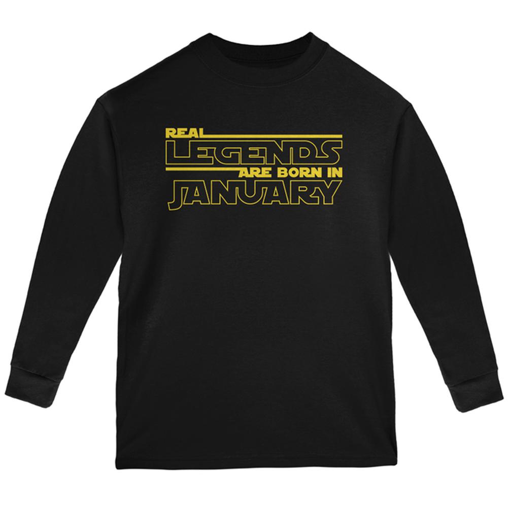 Real Legends are Born in January Youth Long Sleeve T Shirt Youth Long Sleeves Old Glory LG Black 