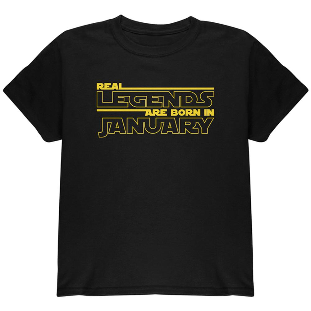 Real Legends are Born in January Youth T Shirt Youth T-Shirts Old Glory LG Black 