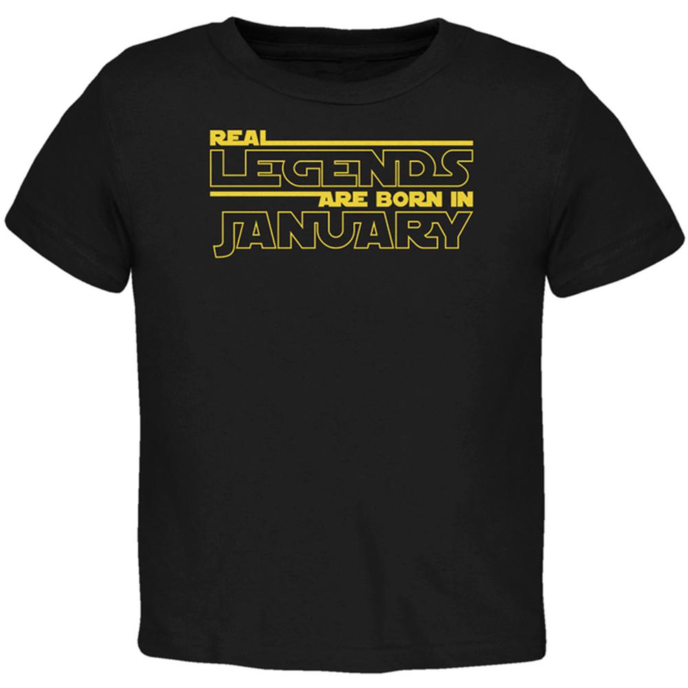 Real Legends are Born in January Toddler T Shirt Toddler T-Shirts Old Glory 2T Black 