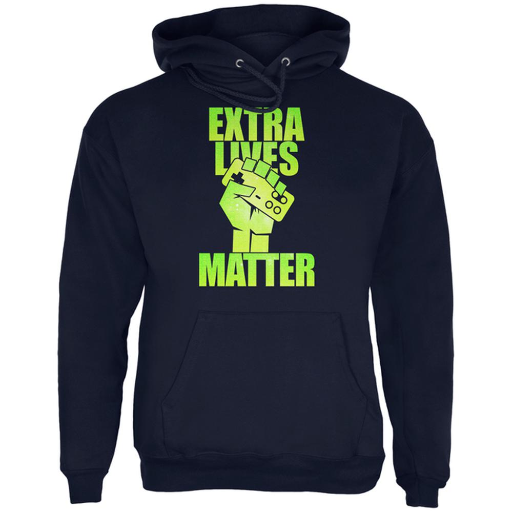 Video Games Extra Lives Matter Mens Hoodie Men's Hoodies Old Glory 2XL Navy 