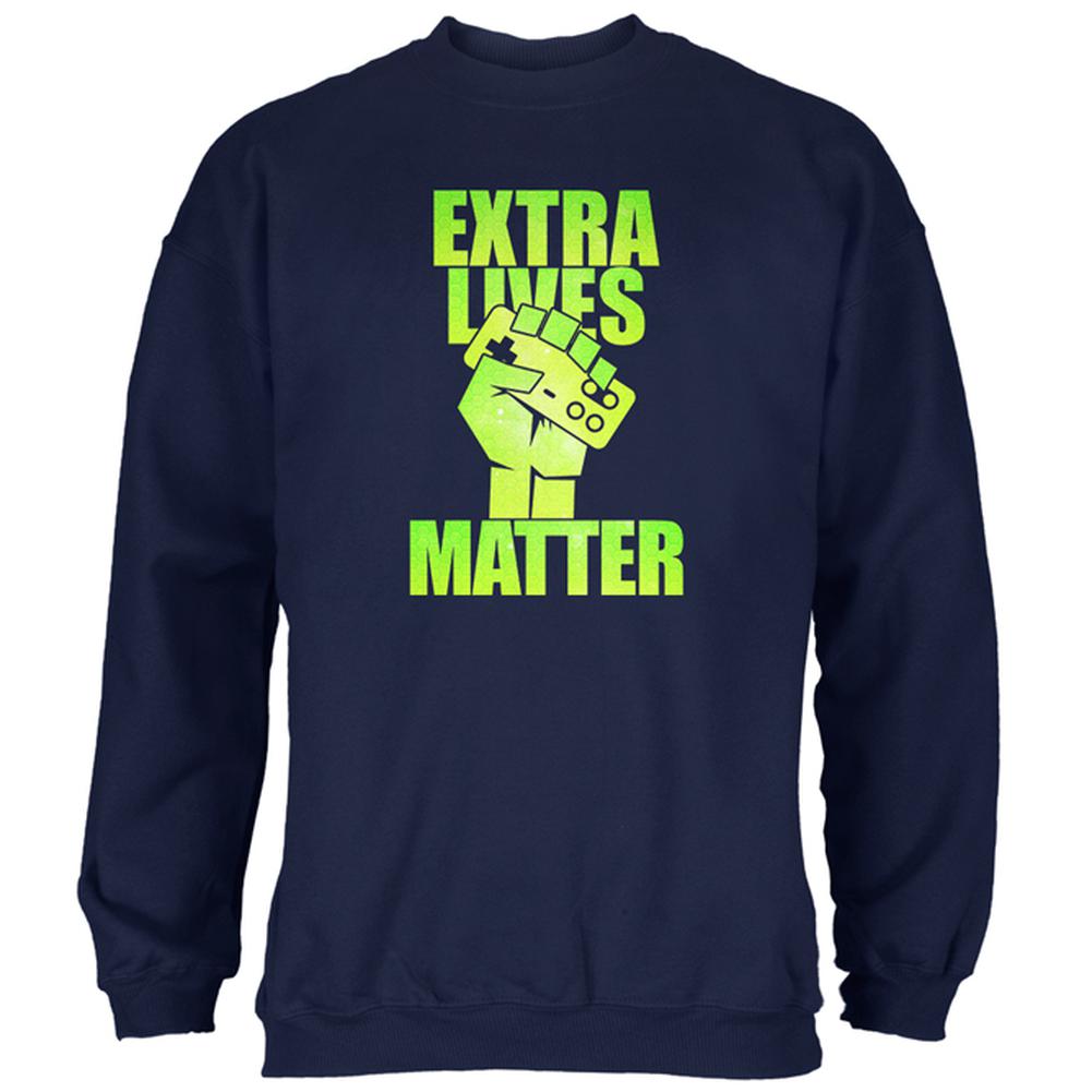 Video Games Extra Lives Matter Mens Sweatshirt Men's Sweatshirts Old Glory 2XL Navy 