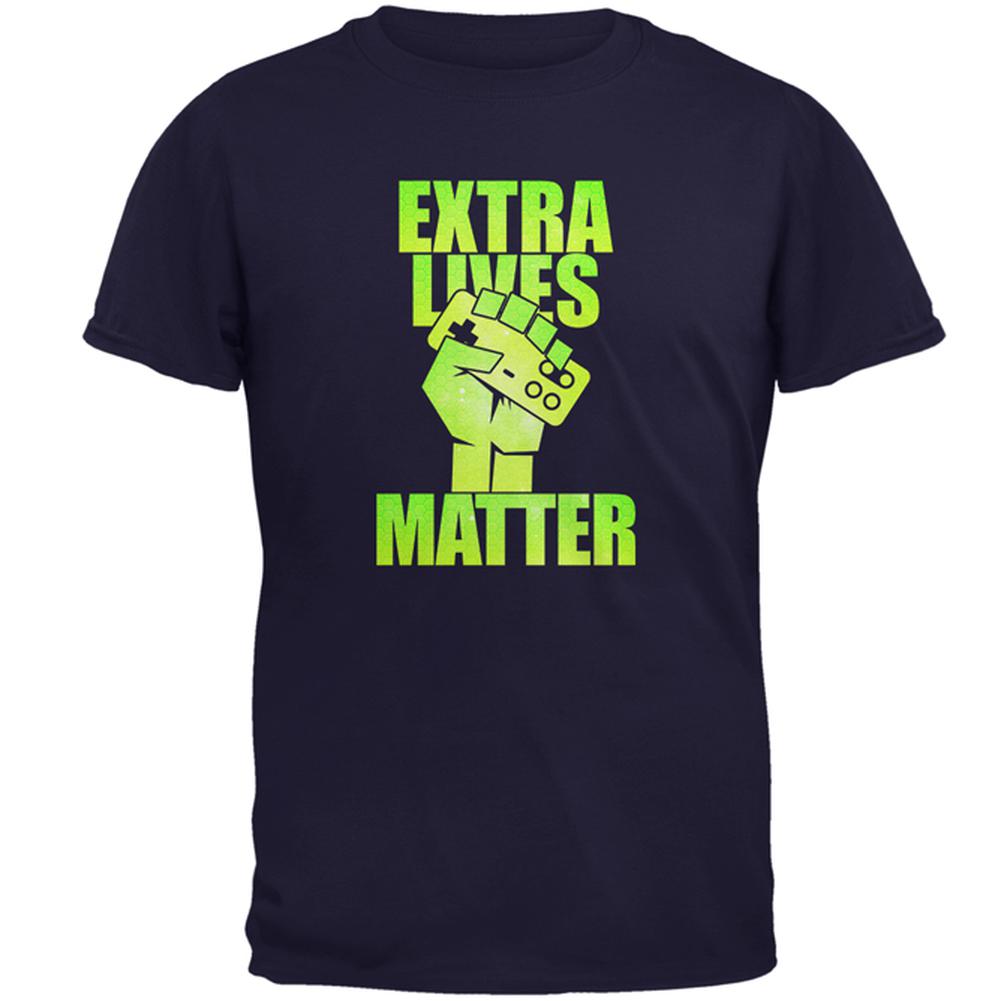 Video Games Extra Lives Matter Mens T Shirt Men's T-Shirts Old Glory 2XL Navy 