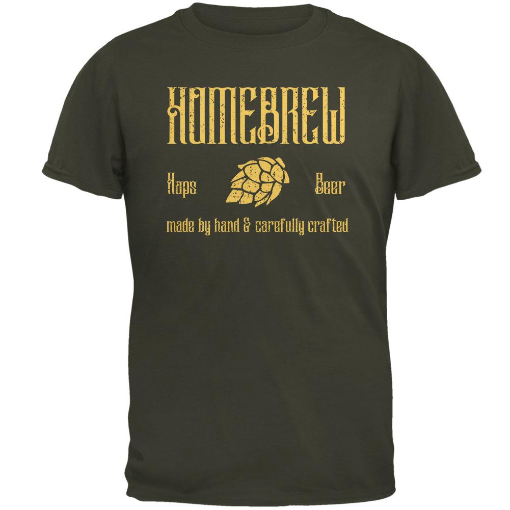 Homebrew Hops Beer Hand Crafted Mens T Shirt Men's T-Shirts Old Glory MD Olive 