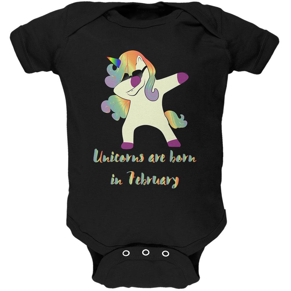 February Birthday Dabbing Unicorn Sunglasses Soft Baby One Piece Baby One Piece Old Glory 0-3M Black 