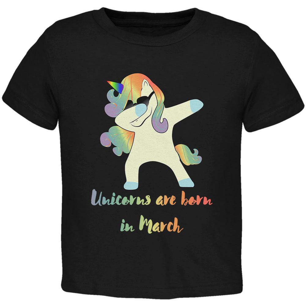 March Birthday Dabbing Unicorn Sunglasses Toddler T Shirt Toddler T-Shirts Old Glory 2T Black 