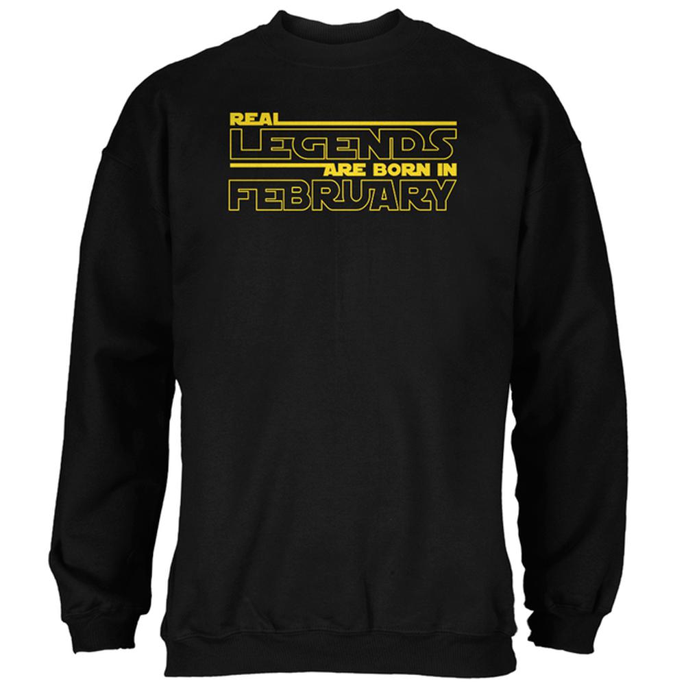 Real Legends are Born in February Mens Sweatshirt Men's Sweatshirts Old Glory 2XL Black 