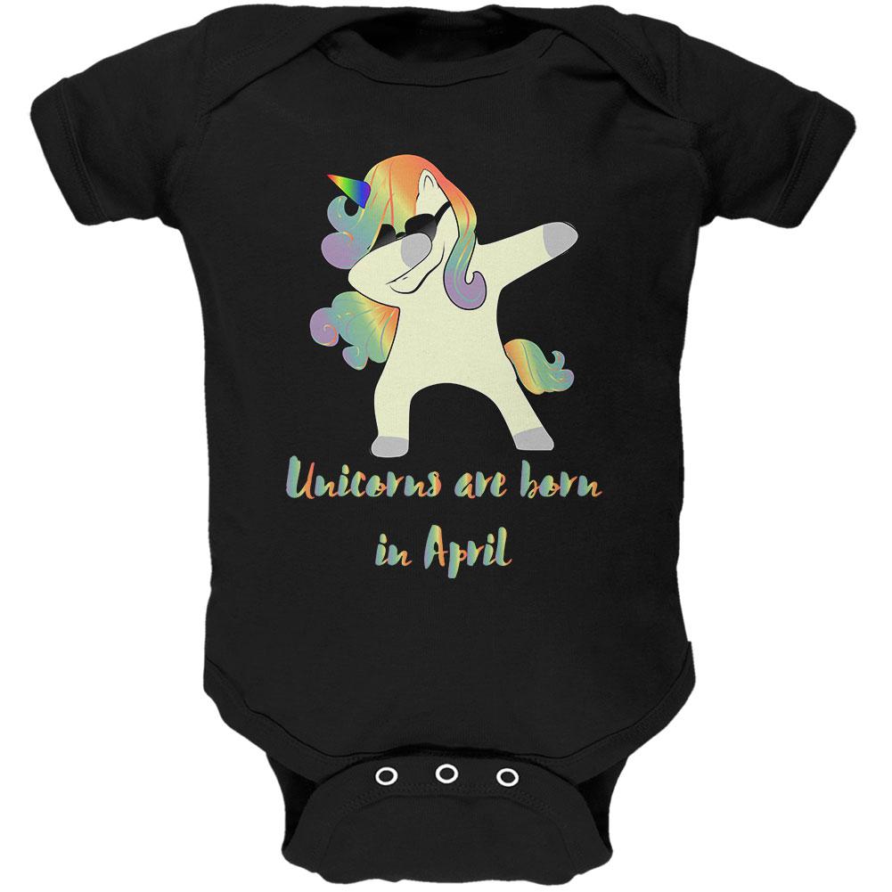 April Birthday Dabbing Unicorn Sunglasses Soft Baby One Piece Baby One Piece Old Glory 0-3M Black 