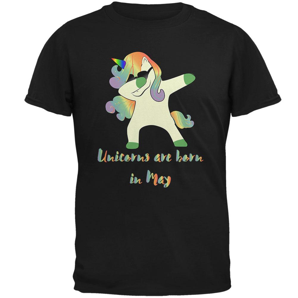 May Birthday Dabbing Unicorn Sunglasses Mens T Shirt Men's T-Shirts Old Glory 2XL Black 