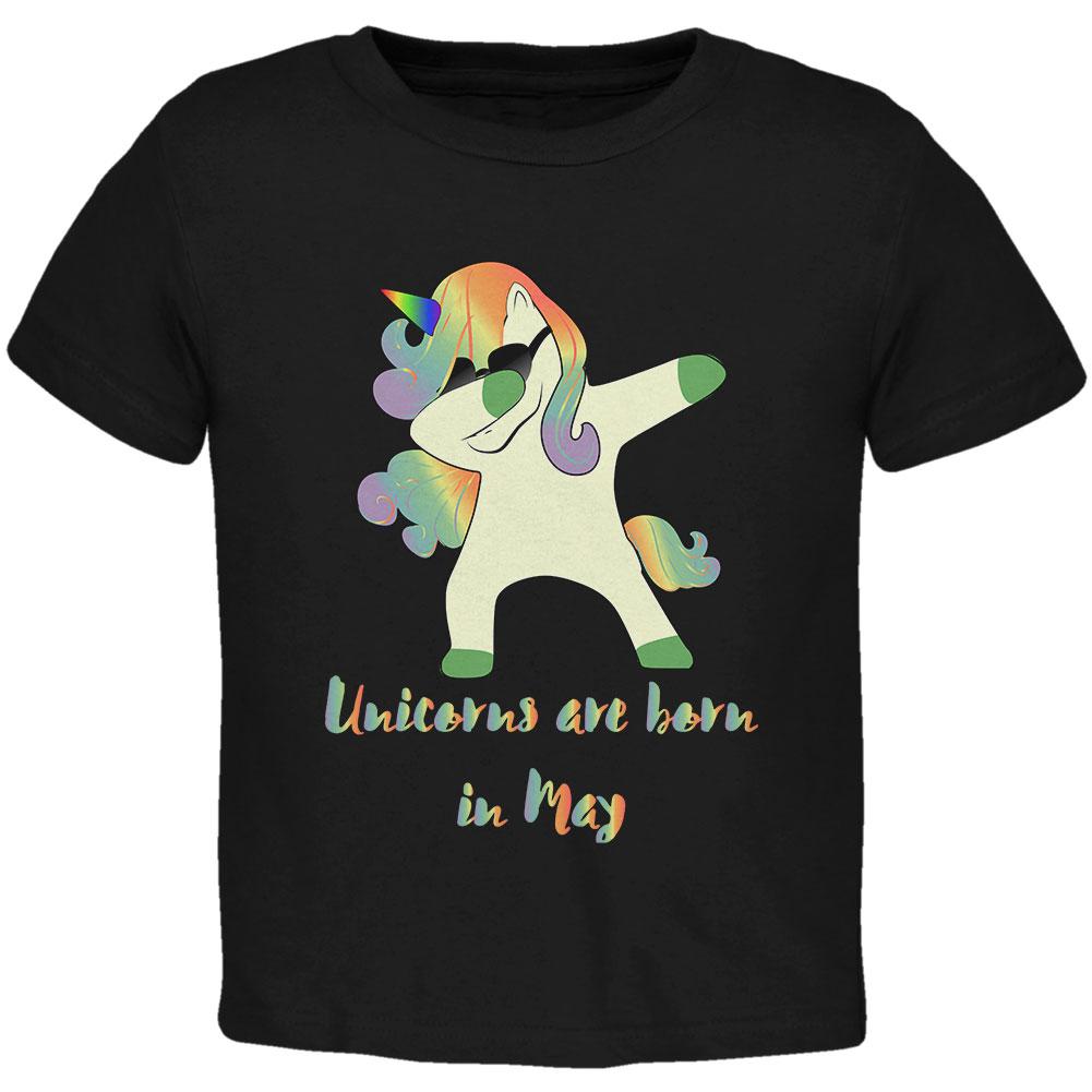 May Birthday Dabbing Unicorn Sunglasses Toddler T Shirt Toddler T-Shirts Old Glory 2T Black 