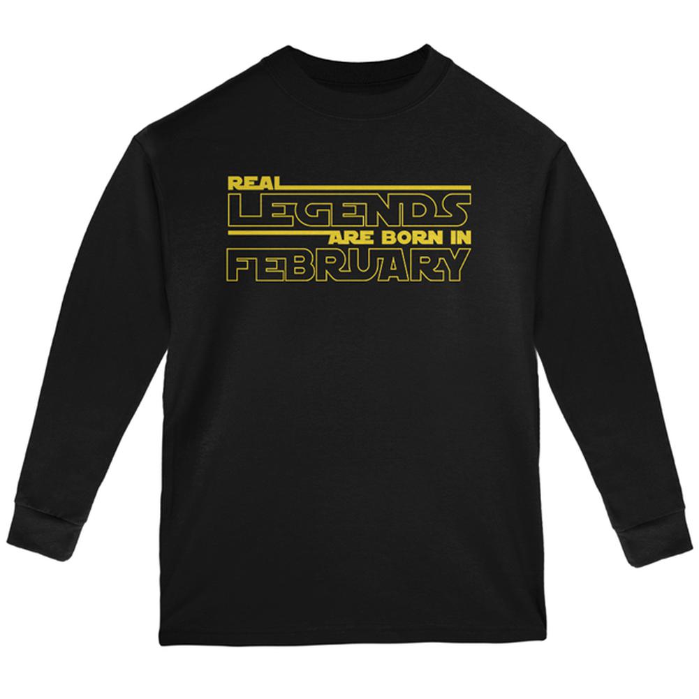 Real Legends are Born in February Youth Long Sleeve T Shirt Youth Long Sleeves Old Glory LG Black 