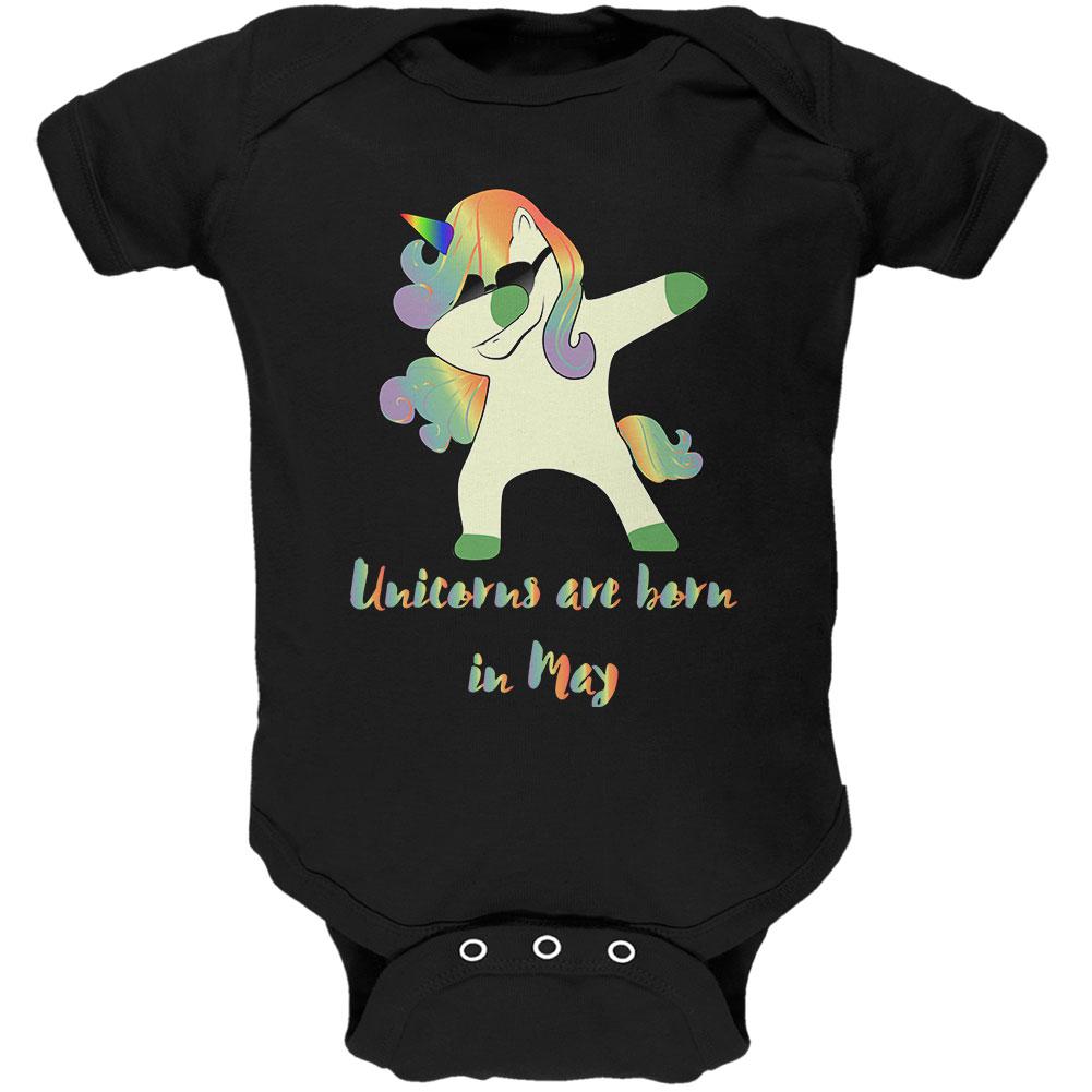 May Birthday Dabbing Unicorn Sunglasses Soft Baby One Piece Baby One Piece Old Glory 0-3M Black 