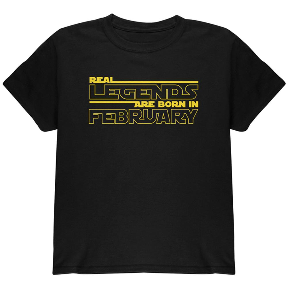 Real Legends are Born in February Youth T Shirt Youth T-Shirts Old Glory LG Black 