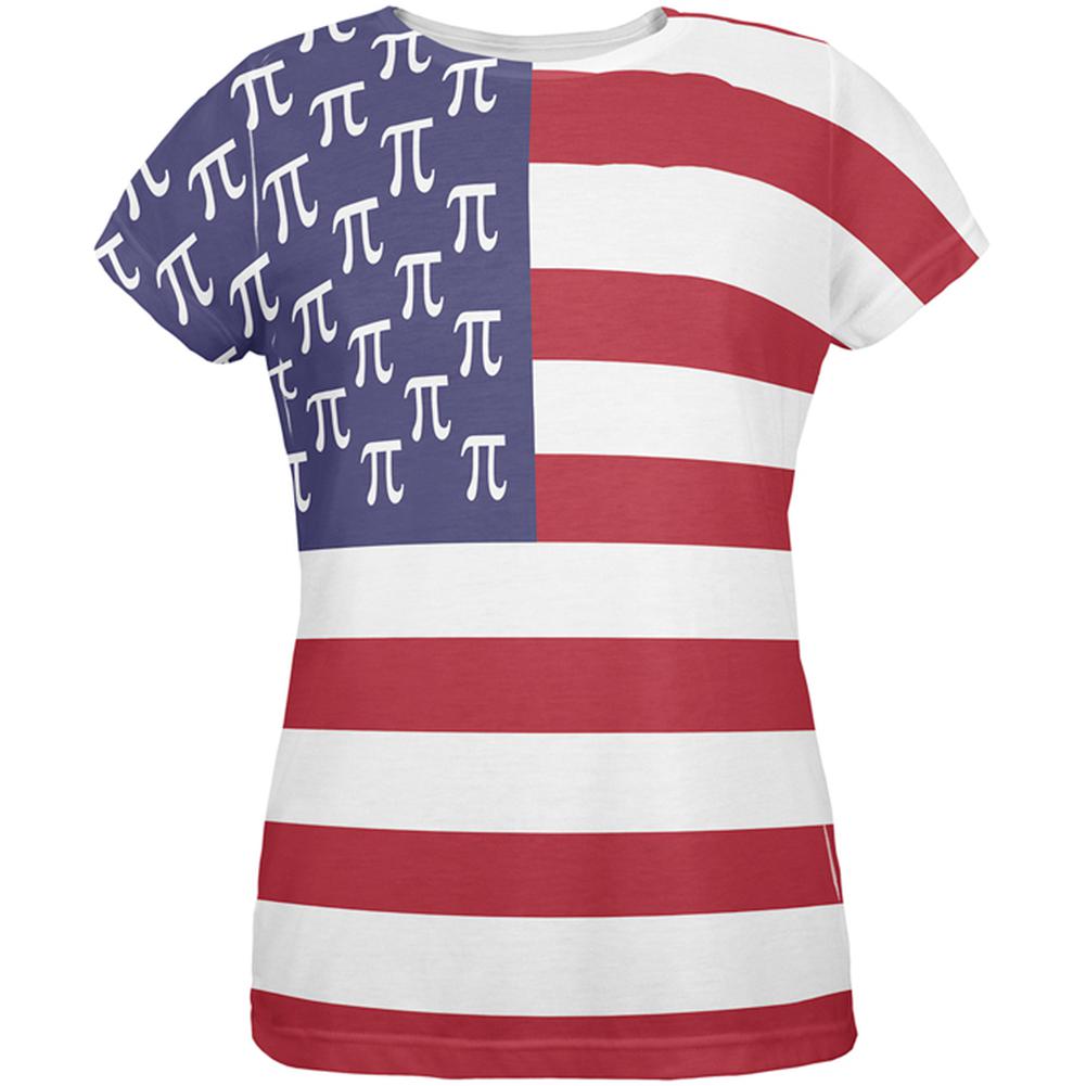 4th of July American Pi Flag All Over Womens T Shirt Women's T-Shirts Old Glory 2XL Multi 